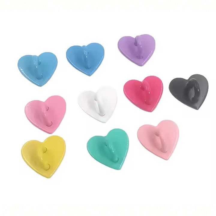 Pink Blue Yellow Black Colour Kawaii Shiny High Quality Alloy Metal Heart Hooks for Phone Case